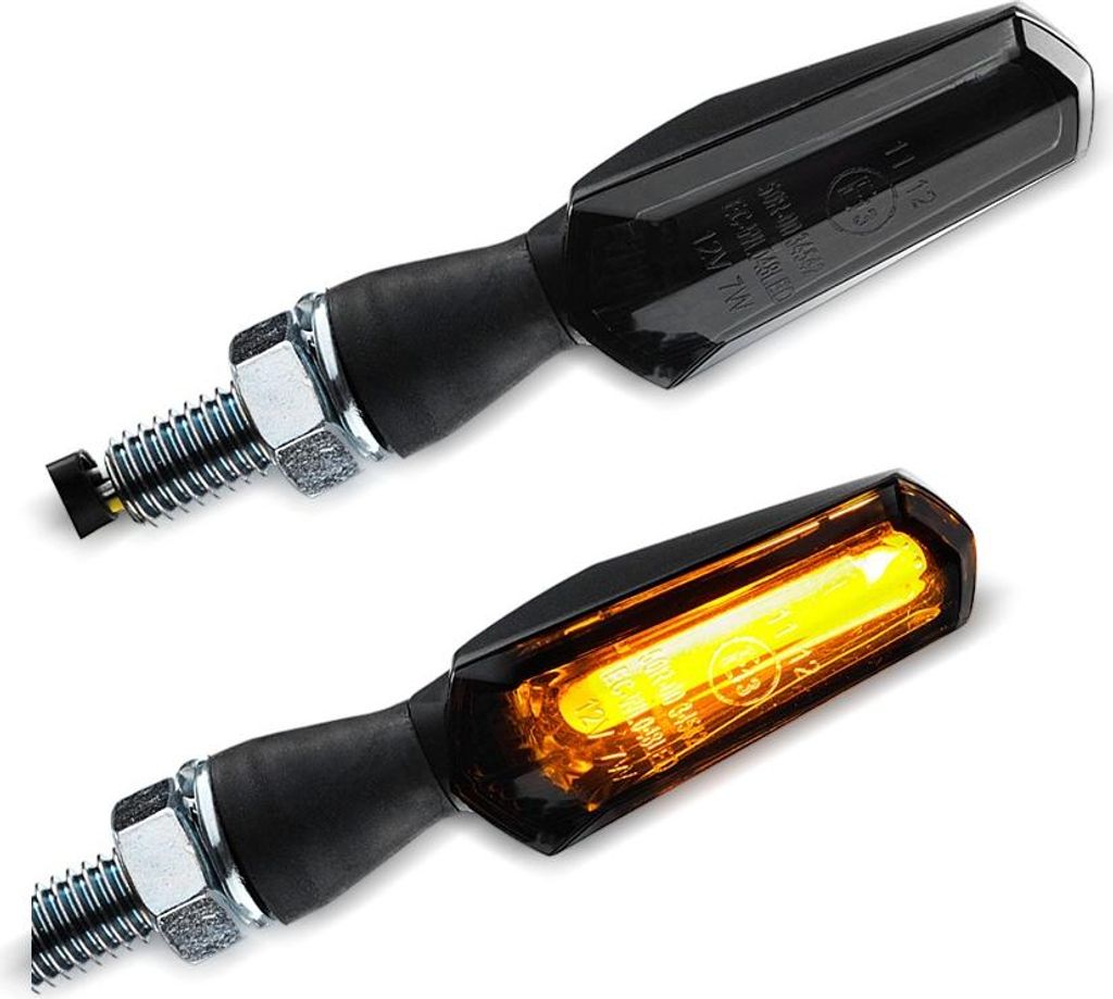 LED Blinker Motorrad # TX15 E-Prüfzeichen 2 Stück schwarz getönt