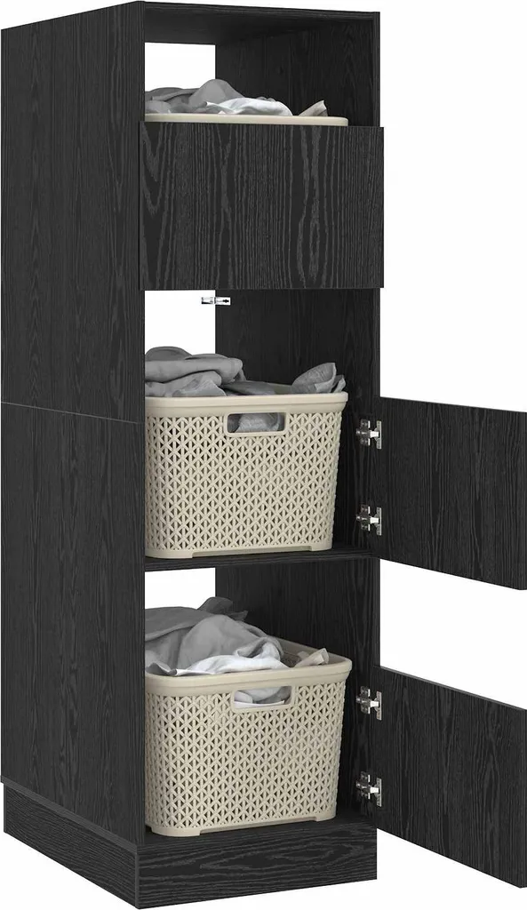 Armoire à linge compacte chêne noir 162 cm pour optimiser petits espaces - 2