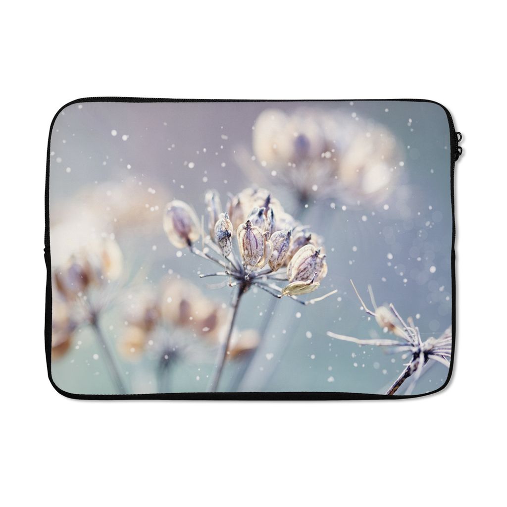 MuchoWow Laptop Hülle 13 Zoll Blumen - Schnee - Eis - Winter - Botanisch Laptoptasche - Laptophülle - Sleeve - Rundumschutz