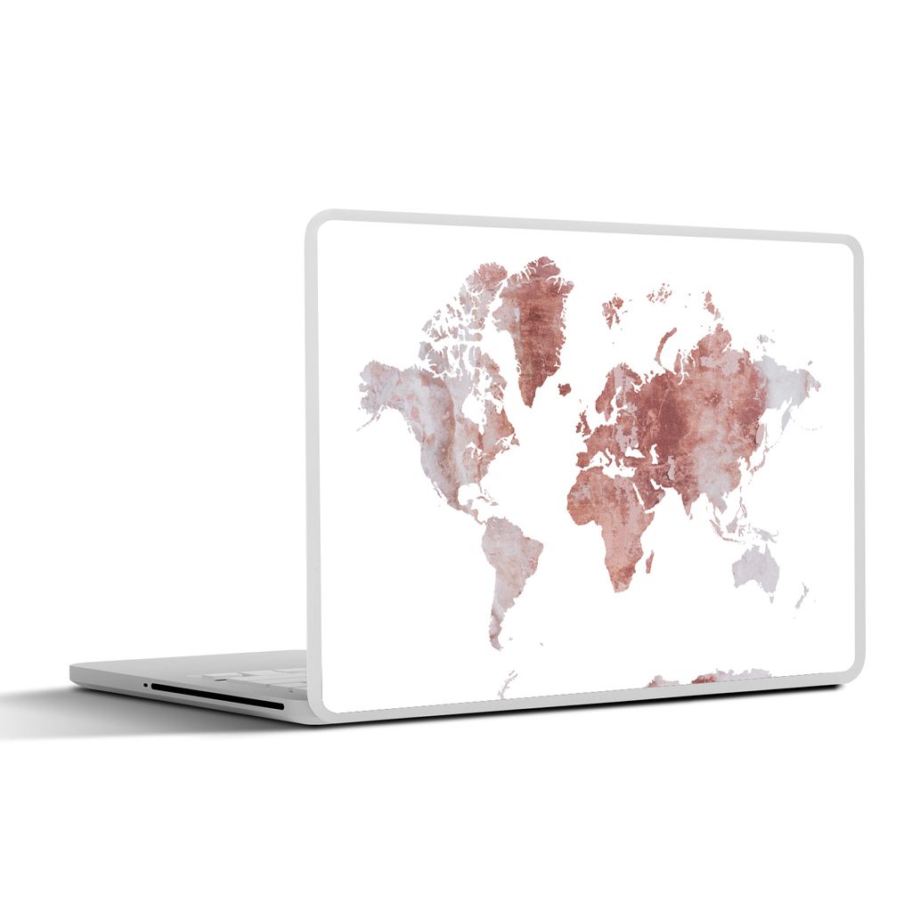 MuchoWow Laptop Aufkleber Sticker Cover Weltkarte - Marmor - Rot 40x30 cm - Laptop Dekoration - Selbstklebend