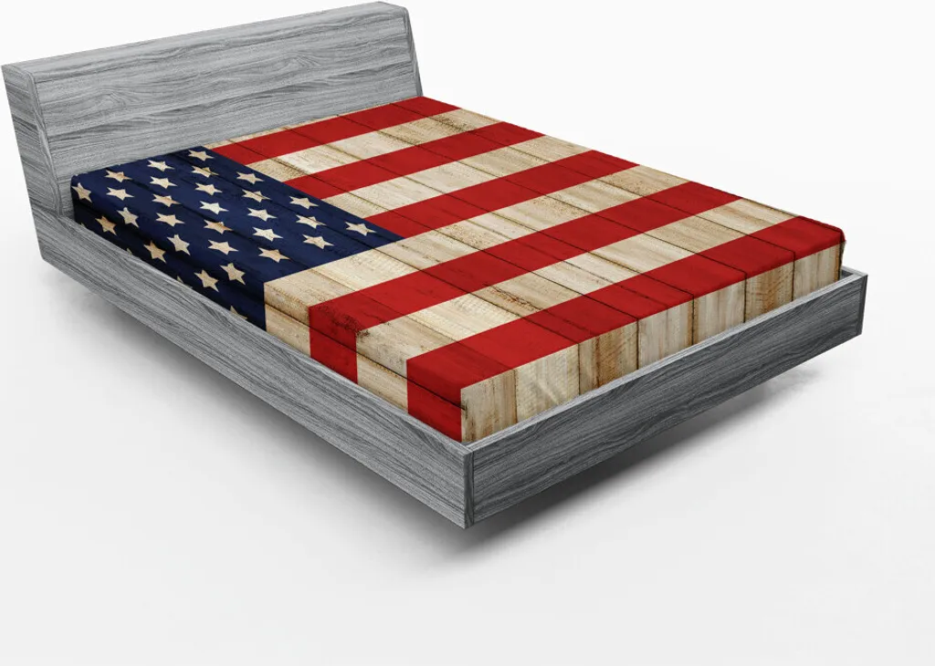 Lenzuolo con Angoli ABAKUHAUS 180x200 4 Luglio Crema Blu Navy