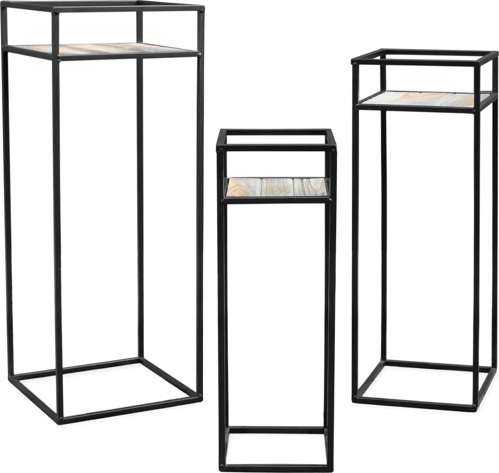 Set de 3 Supports pour Plantes Granny 3.06 en Métal et Bois 50-70 cm