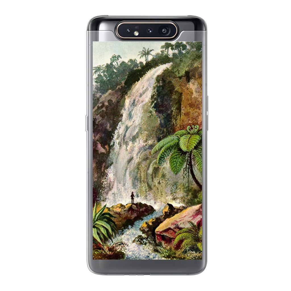 MuchoWow Handyhülle Schutzhülle Hülle für Samsung Galaxy A80 Wasserfall - Kunst - Alte Meister Silikon Softcase Handy Hülle - Schutzdeckel