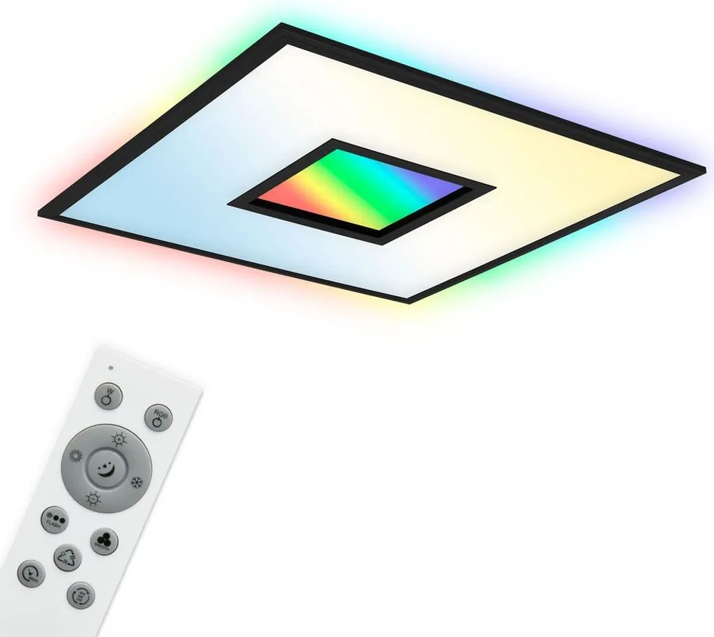 Plafonnier LED Carré 44cm Dimmable RGB 24W Noir avec Rétroéclairage