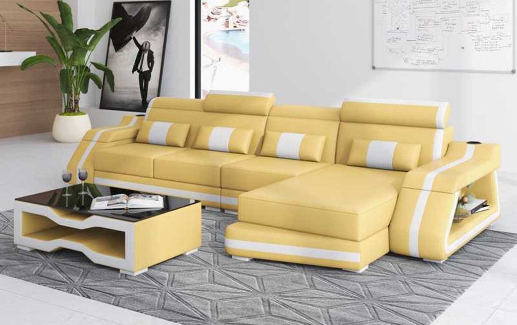 Couch Ecksofa L Form Liege Beige Modern Ledersofa Kunstleder Sofa Couchen