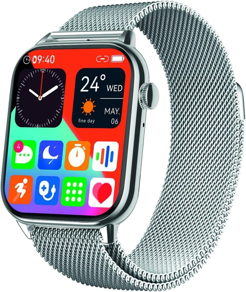 Atlanta Smartwatch mit Herzfrequenz, Puls, Blutdruck, EKG, Schlafmonitor, Schritte, Musiksteuerung, Farbdisplay, Sportuhr mit Wechselarmband
