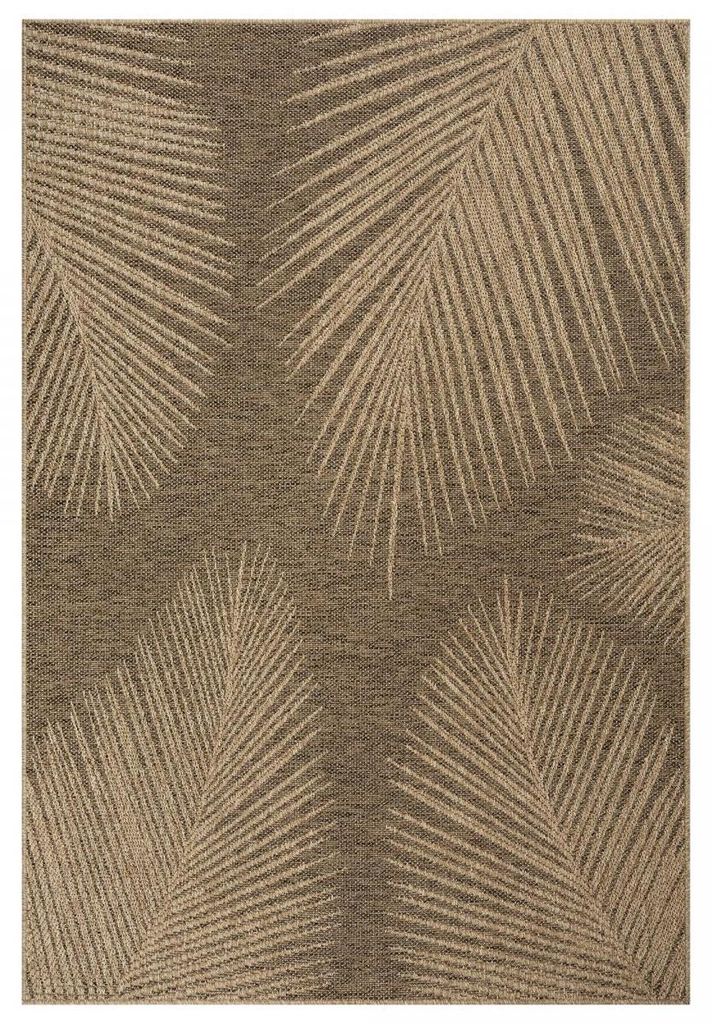 LYN13 REZA 4 Indoor-/Outdoor-Teppich, Jute-Optik, Blattmuster
