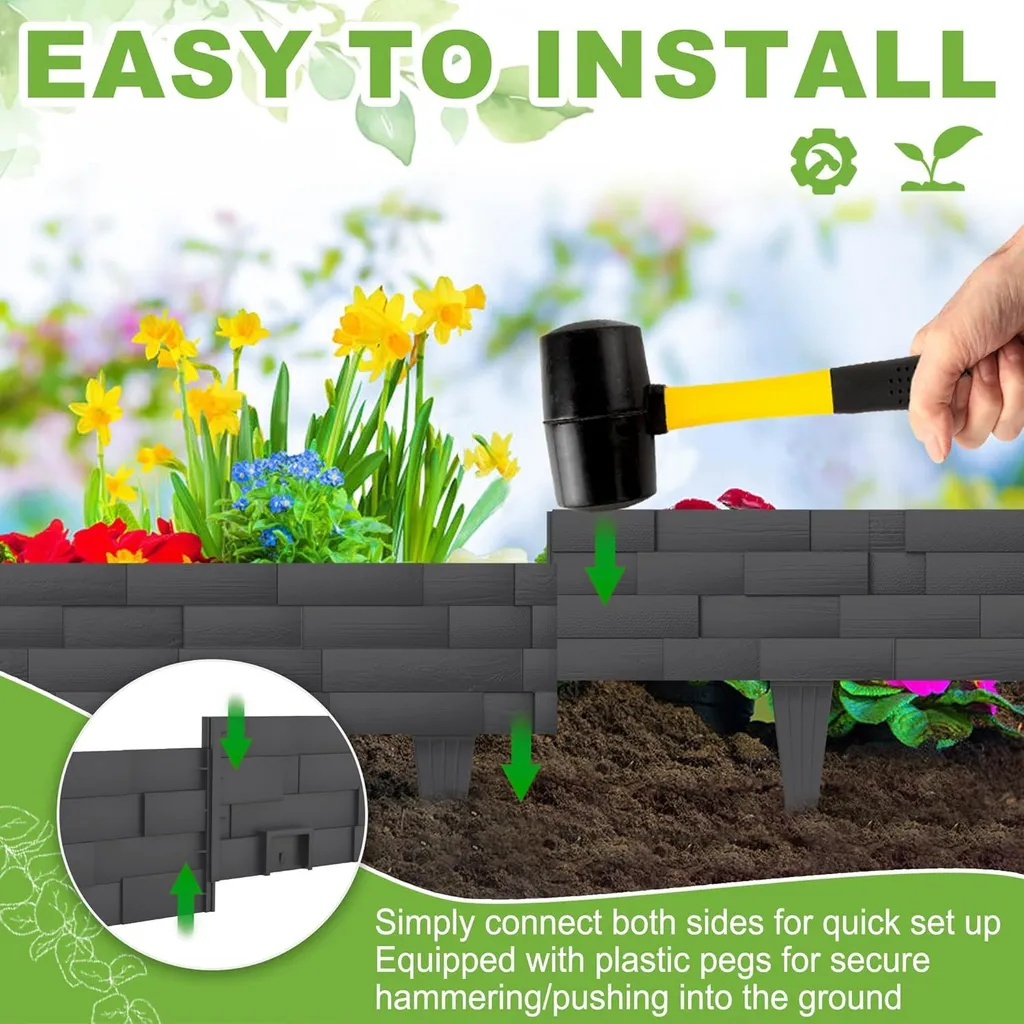 Bordure de tonte 10m anthracite avec plots 10cm effet pierre véritable - 5