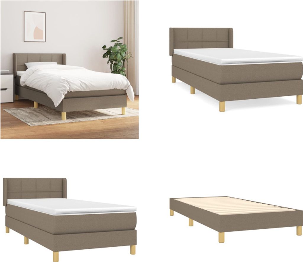 vidaXL Boxspringbett mit Matratze Taupe 90x190 cm Stoff - Boxspringbett - Boxspringbetten - Bett - Schlafzimmermöbel