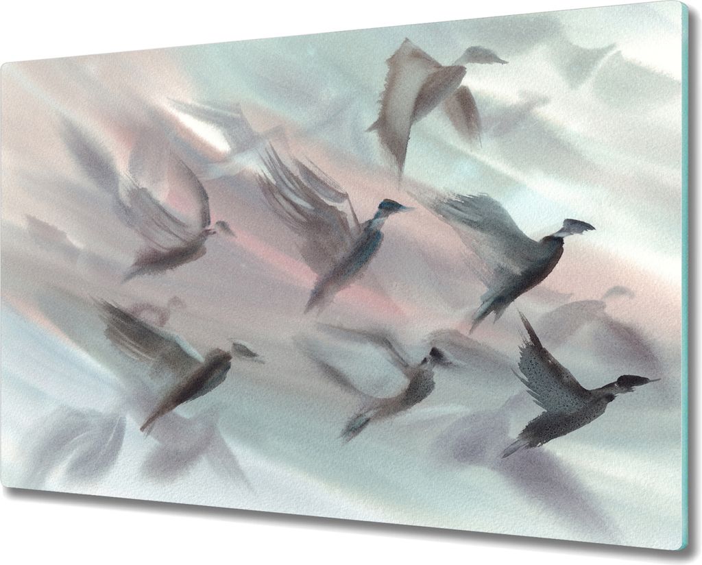 Coloray Hackbrett Herdabdeckplatte 80x52 cm Küchenbrett Kochplattenabdeckung Schneidebrett - Tiere Vögel