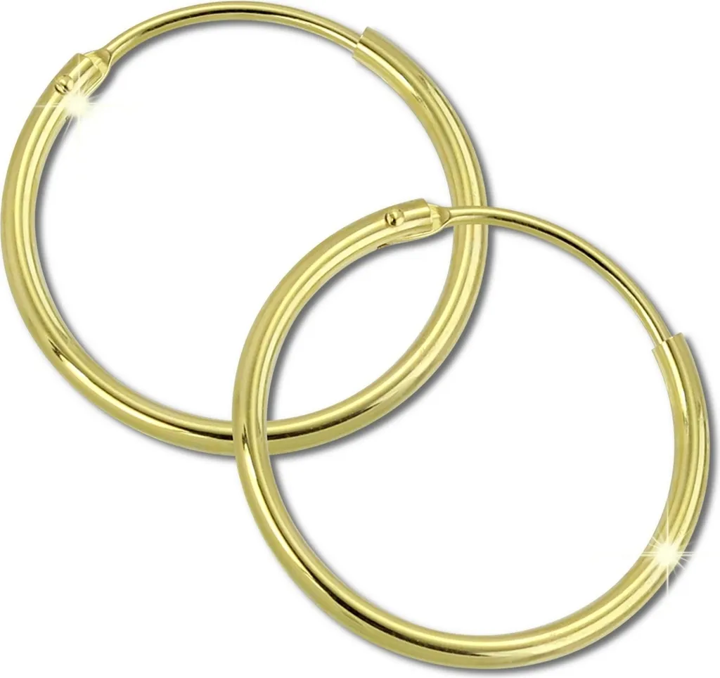Créoles Or Jaune 20mm Anti-Allergie - Boucles d'oreilles Femme 8 Carat