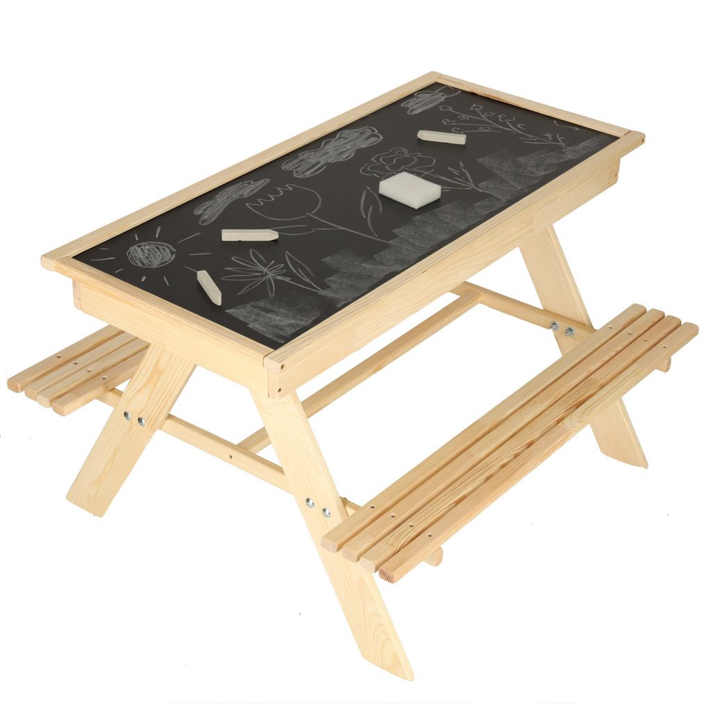 Gartenbank Kindertisch Holz Sandkastenbrett 92 x 78 x 52 cm Produktbild 