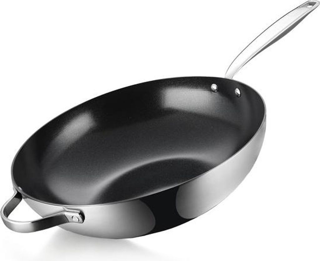 BE living Wokpfanne Edelstahl – Ø 32 cm – Keramik – Induktion – -frei Antihaftbeschichtung – Bratpfanne – Essential Series