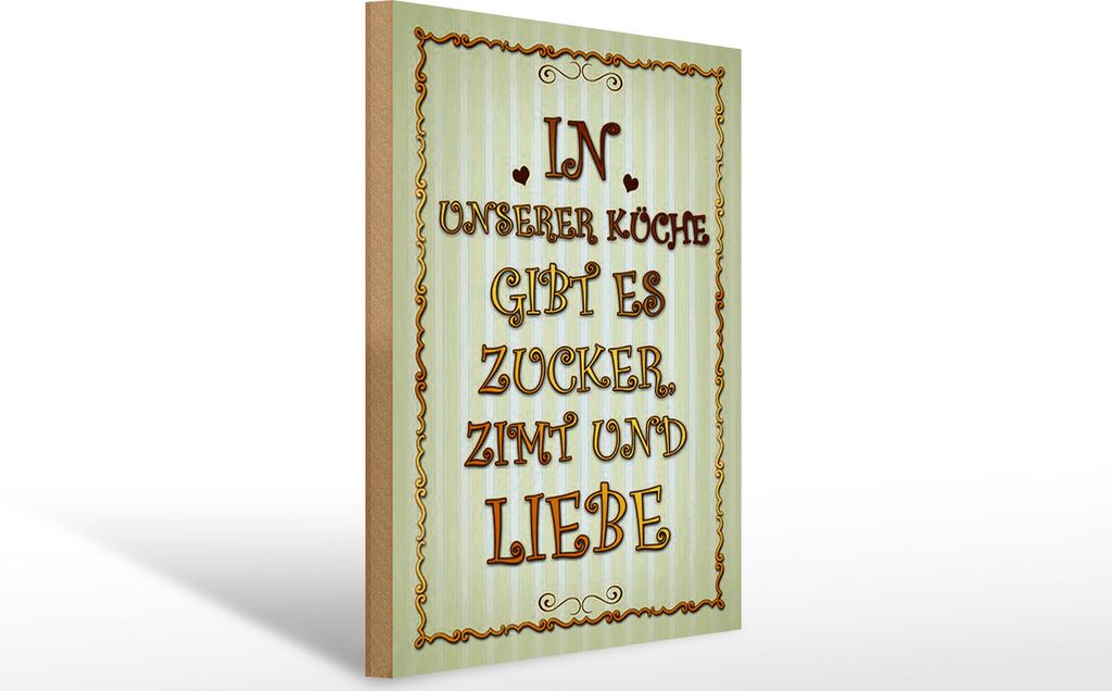 Holzschild  in unserer Küche gibt es Zucker, 40x30 cm, Produktbild 