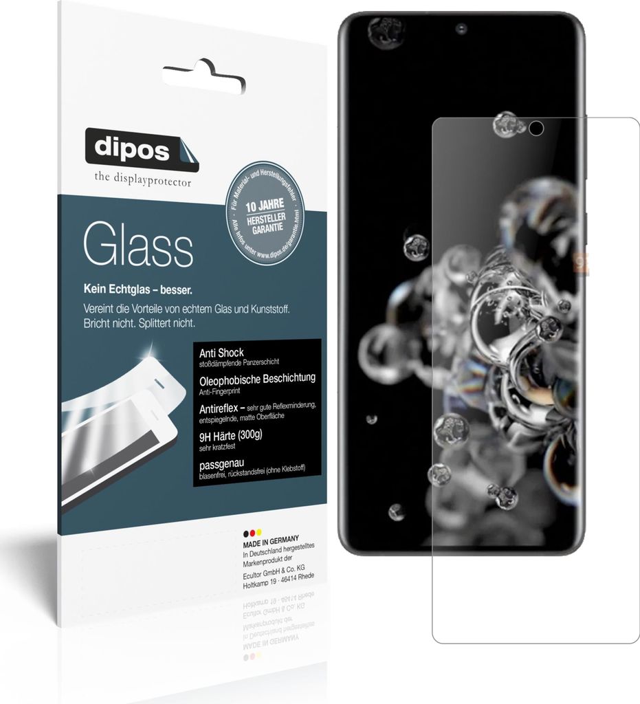 1x Schutzfolie für Samsung Galaxy S20 Ultra 5G matt - Anti-Shock 9H Folie dipos Glass Kunststoffglas