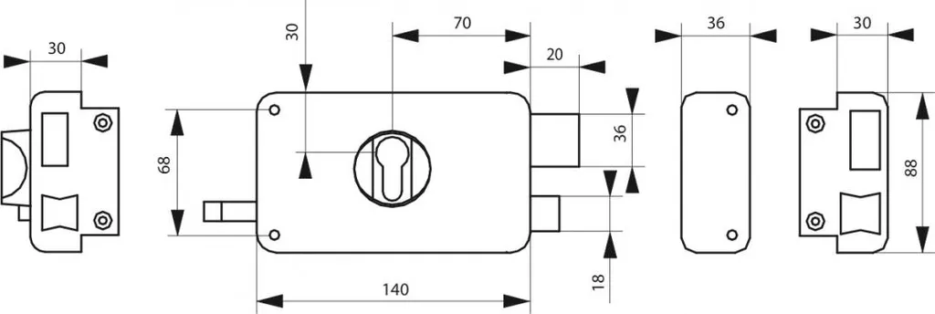 Serrure de sécurité horizontale Thirard noire pour porte d'entrée droite - 3