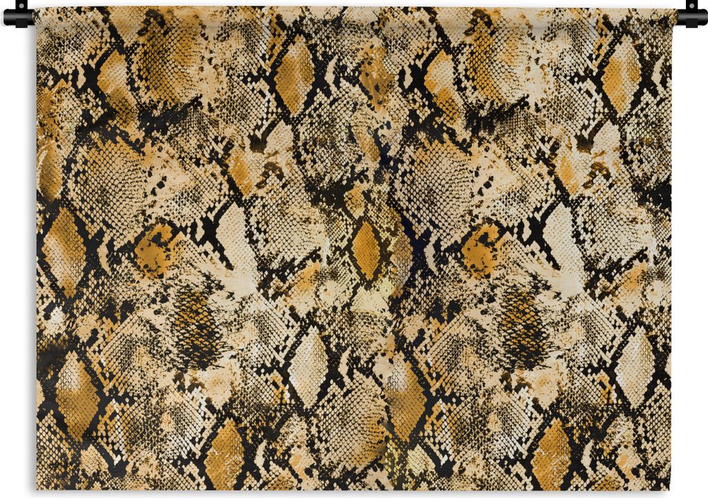 MuchoWow Wandteppich Wandbehang Tiermuster - Schlange - Gold 120x90 cm Tapisserie Dekoration Wandtuch - Wohnen - Aufhänger für die Wand