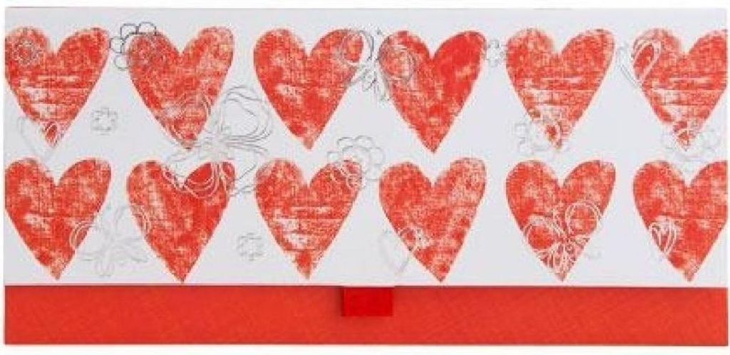 Artebene Geldumschlag Herzen-rot-silber 23x11cm