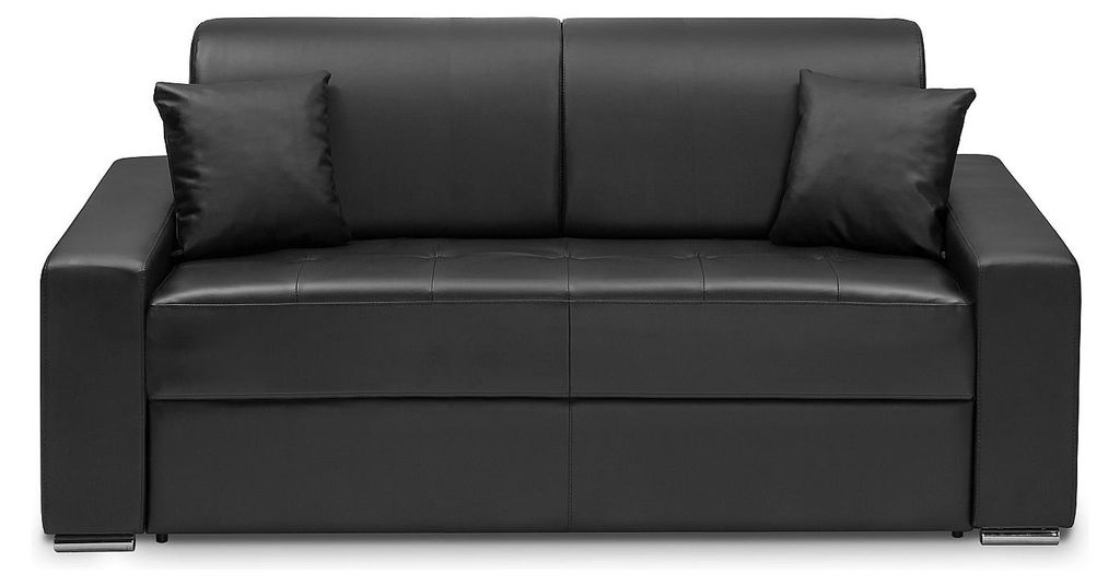 Vente-unique EMIR, Sofabett, Wohnzimmer, Schwarz, 3 Sitz(e), Schwarz, Kunstleder