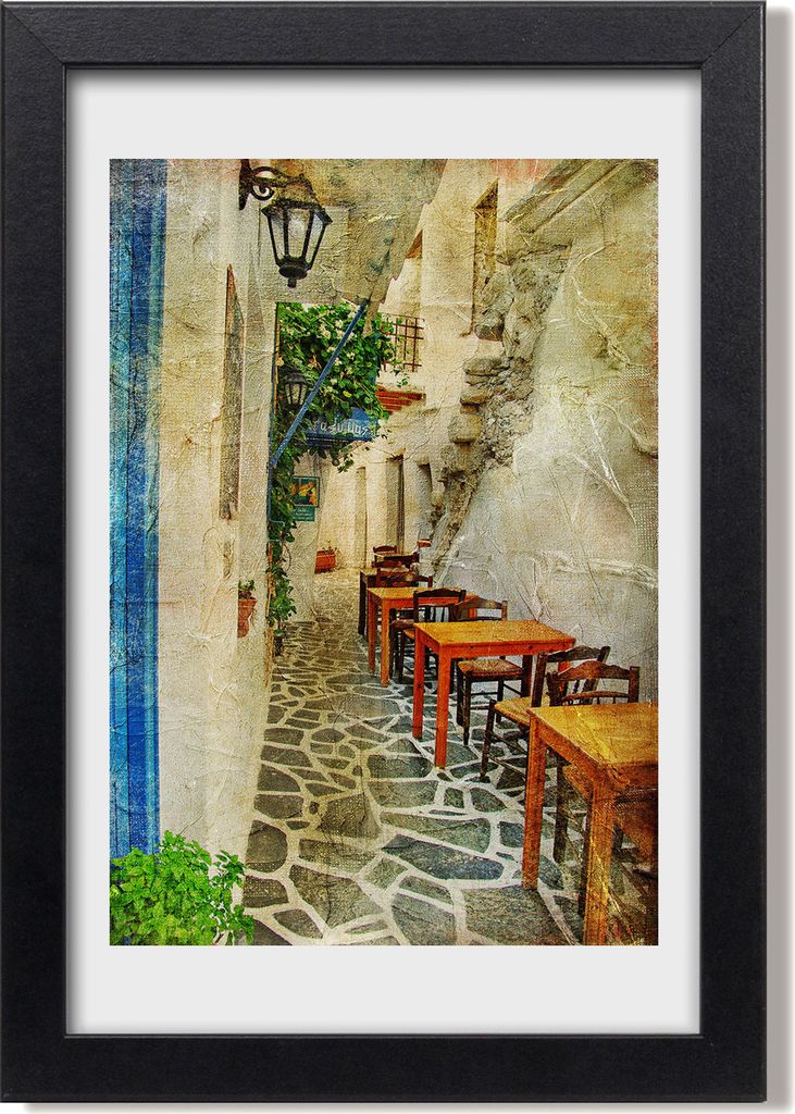 Bild 20x30 MDF-Rahmen, Wandkunst Griechische Tavernen