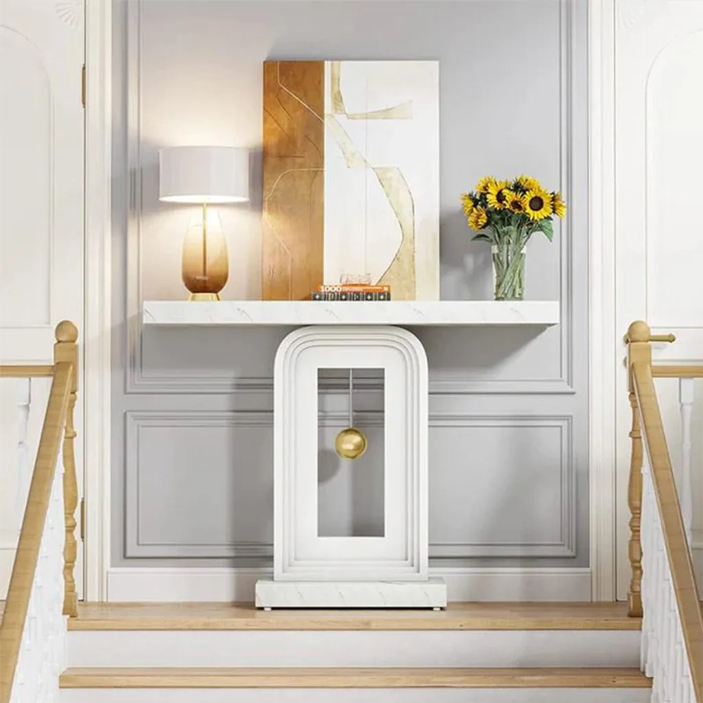 Petite table d'appoint design blanc mat format compact 29,4 x 94,4 cm - 5