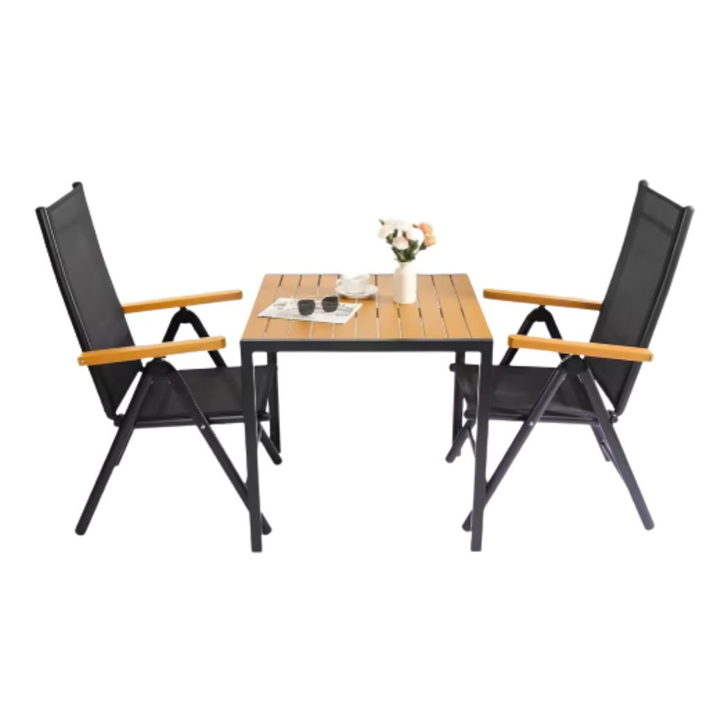 Balkonset Gartenmöbel – Gartenset – Bistroset – Balkonmöbel – Loungeset – 3-teiliges Set – Aluminium-Sitzgruppe mit Gartentisch und 2...