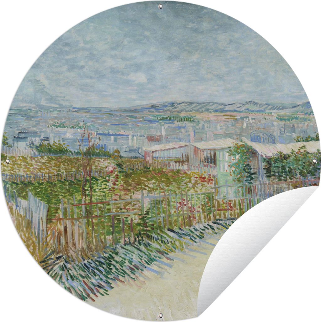 MuchoWow Gartenposter Outdoor-Poster Rund Montmartre: hinter der Mühle von Galette - Vincent van Gogh Ø 150 cm Gartendeko Rundes Poster draußen