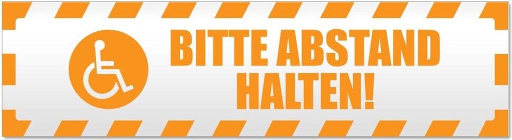 Bitte Abstand halten! Motiv 2 gestreift Magnetschild Schild magnetisch - 30cm Orange - Magnetfolie für Auto PKW Kfz