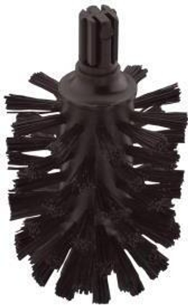 A black toilet brush head without a handle, shown from a slightly angled front view.