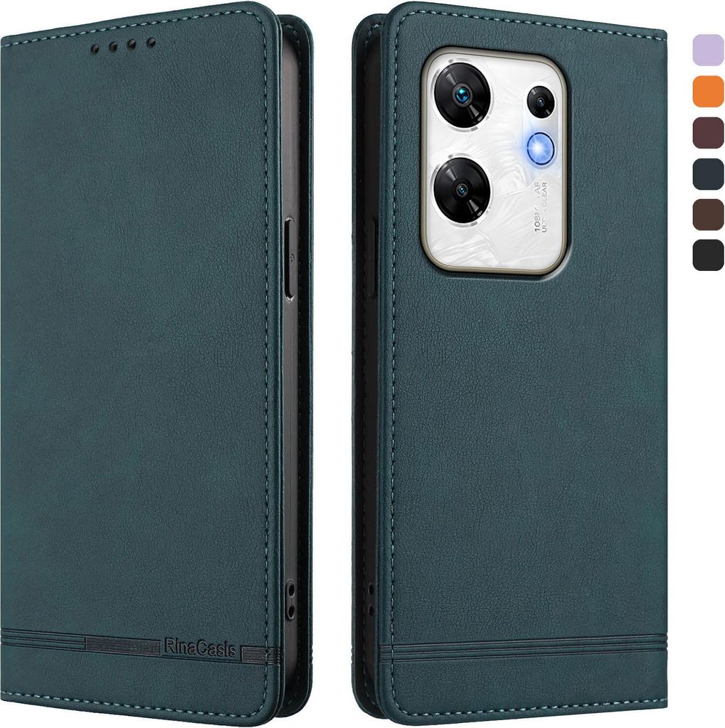 Hülle für Infinix Zero 30 4G, Retro Kunstleder Ständer Klapphülle mit Kartenfächer und Magnetische Grün