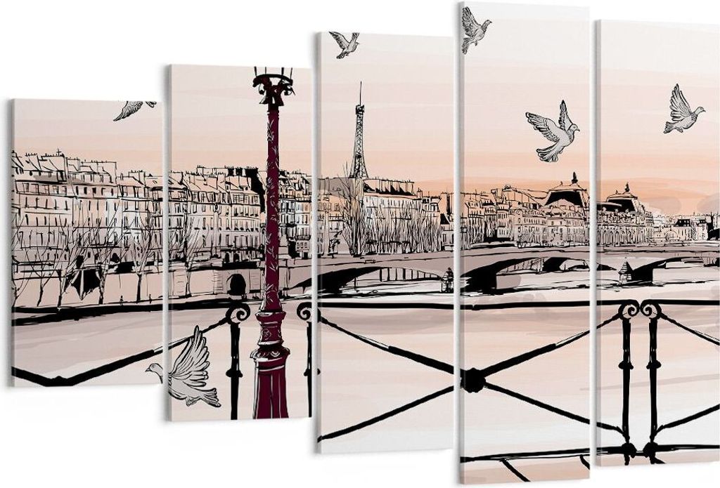Bild auf Leinwand - Leinwandbild - frankreich Taube Grafiken Illustration - 150x100cm - Wand Bild - Wanddeko - Leinwanddruck - Bilder - Kunstdruck ...