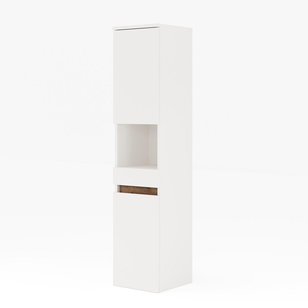 Badezimmer Hochschrank Choice, Weiß, hängend, mit 2 Türen