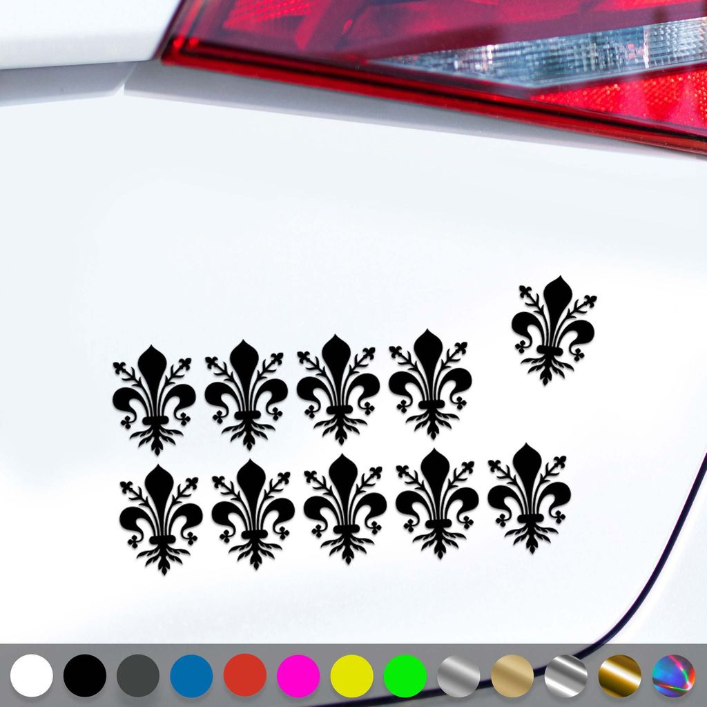 PantherPixel Lilie Aufkleber Set Florenz Fleur De Lis Lys Sticker Auto Geschenkidee Farbe Schwarz