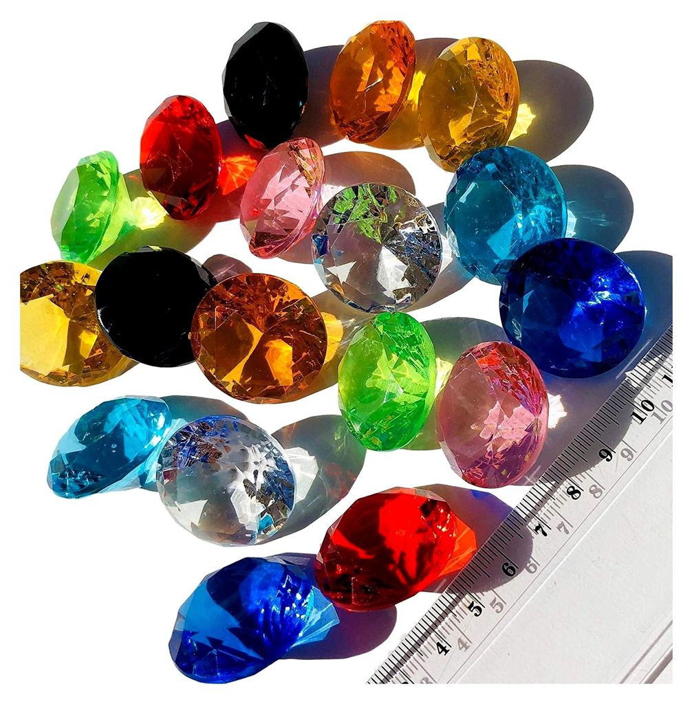 18 Stück 30mm große bunte Deko-Diamanten aus Acryl