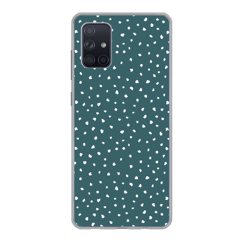 MuchoWow Handyhülle Schutzhülle Hülle für Samsung Galaxy A51 5G Polka dots - Weiß - Grün Silikon Softcase Handy Hülle - Abbildung