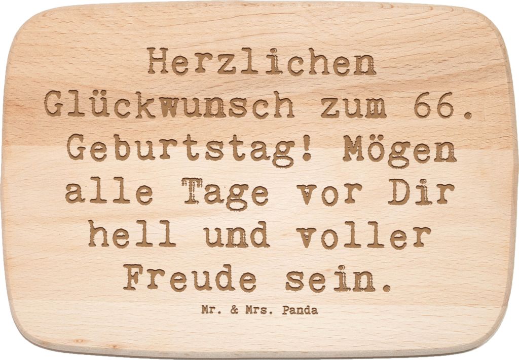 Mr. & Mrs. Panda Holzbrett Spruch 66. Geburtstag Glückwünsche - Transparent - Geschenk, jausenbrett, Jubiläum, Schneidebrett, strahlen, herzlich...