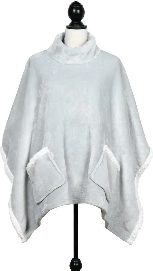 Sortie de Bain Poncho Sweety Argent - Cape de Douche à Poches 110x75cm