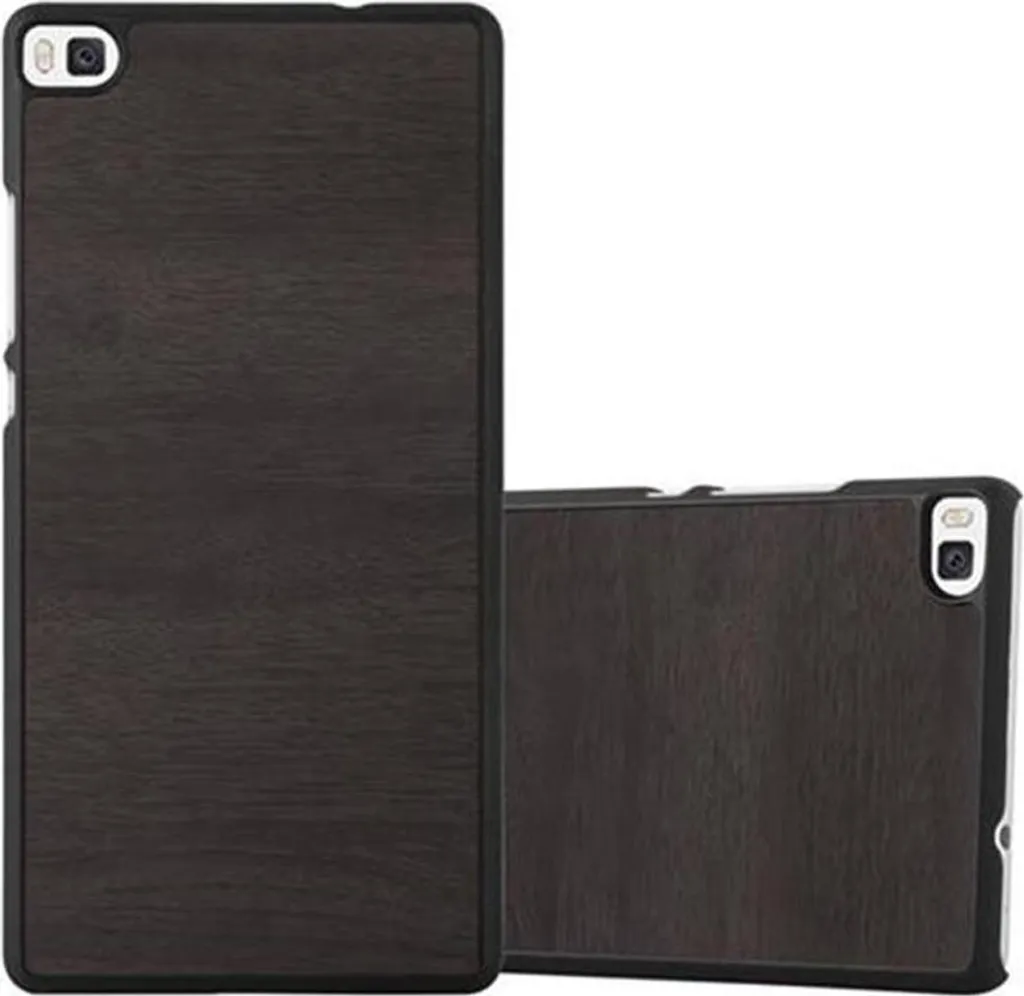 Cover Huawei P8 Cadorabo Legno Nero - Guscio Rigido Anti-Graffio