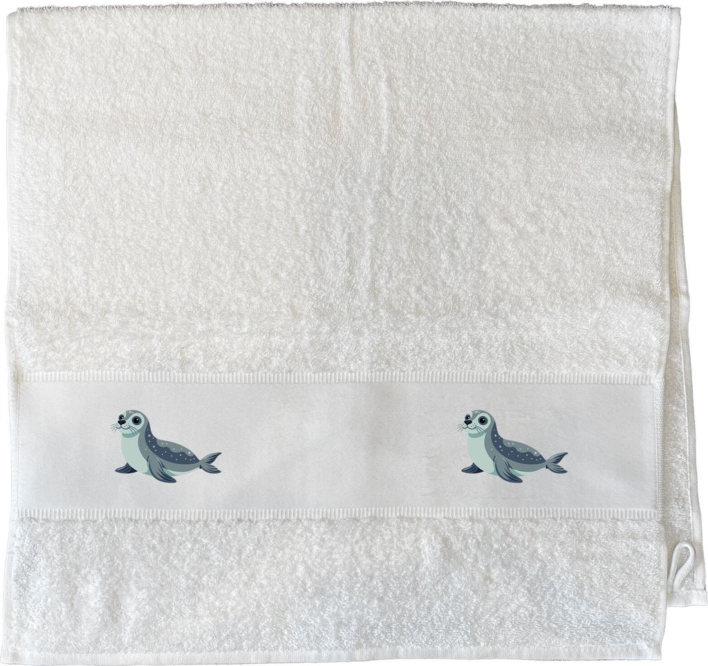 Huuraa Handtuch Seehund Comic 50x100cm White Baumwolle Handtuch Geschenkidee