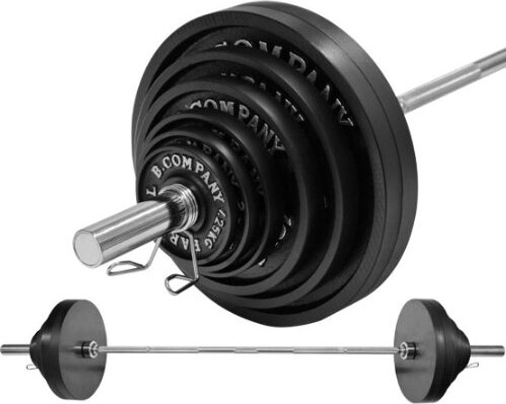 Olympia-Set 175,5 kg Langhantelstange und Hantelscheiben Guss