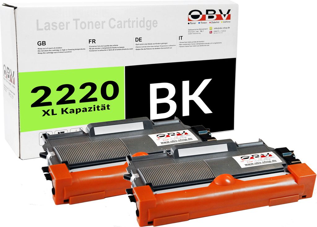 Kompatibel TN-2220 OBV 2x Toner für Brother TN2220 DCP-7060D 7065DN 7070DW Fax 2840 Fax 2950 HL-2215 2220 2230 2240 2240D 2240L
