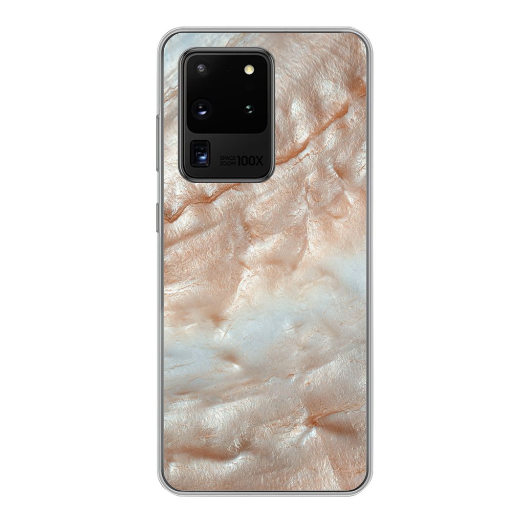MuchoWow Handyhülle Schutzhülle Hülle für Samsung Galaxy S20 Ultra Mineralien - Naturstein - Perlmutt Silikon Softcase Handy Hülle - Karteni...