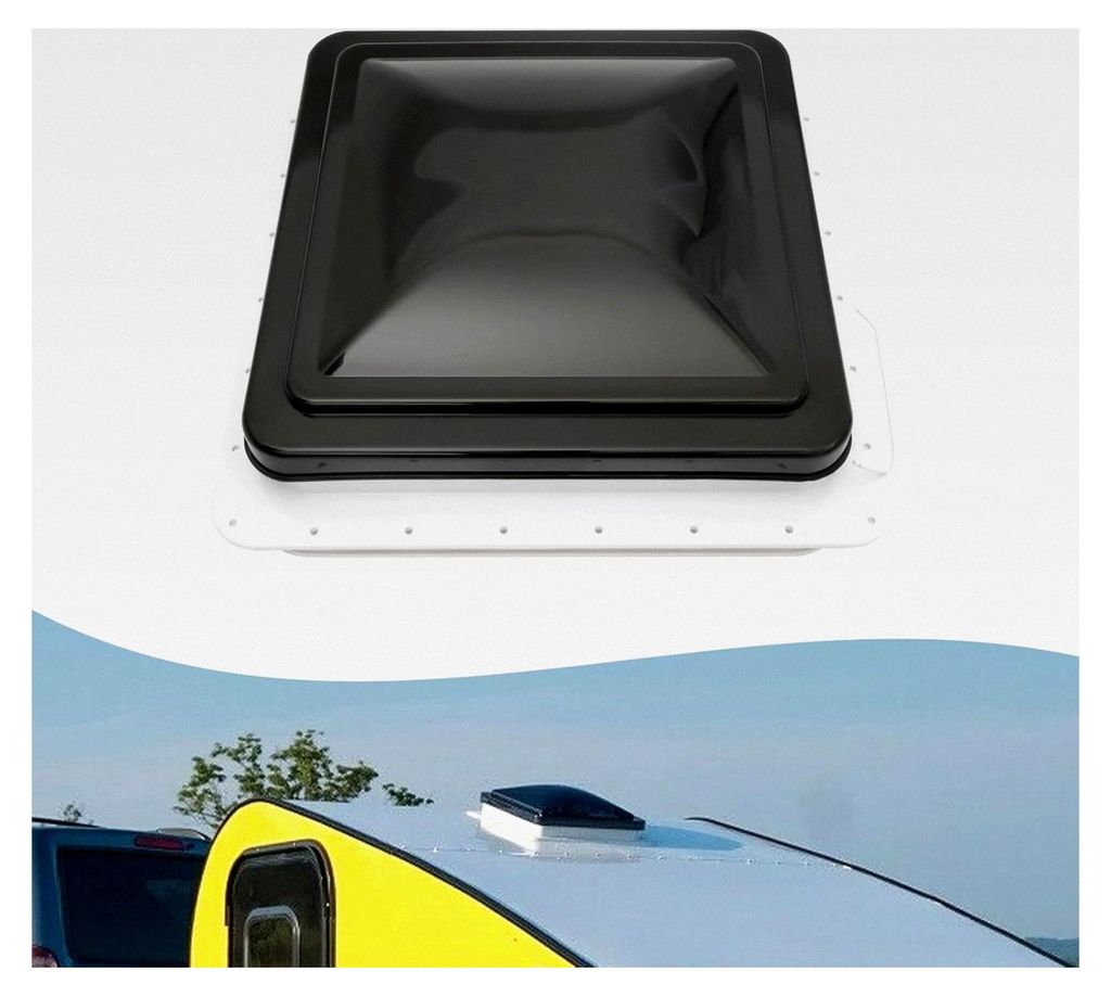Dachventilator für Wohnmobil – Geräuscharmer 14" quadratischer Dachlüfter mit Push-Pull Belüftung und Ausblasdachhaube