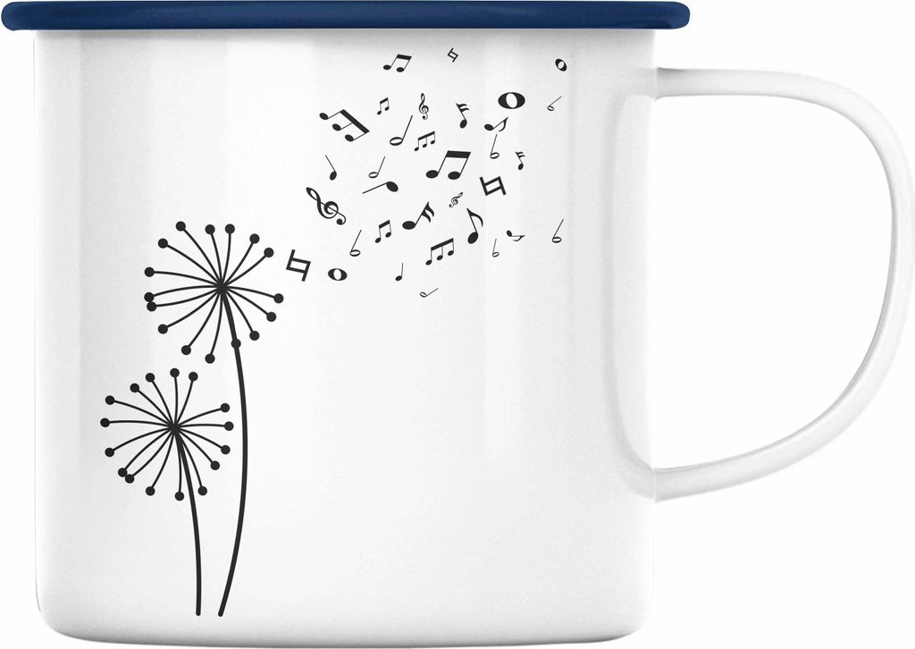Trendation - Musiker Emaille Tasse Musikliebhaber Musik Musiklehrer Geschenk Geschenkidee Musiklehrerin Coach Geschenkideen Blume (Blau)