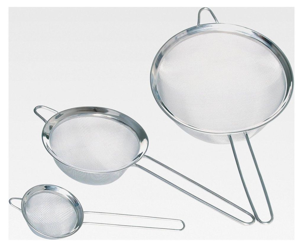 3-teiliges Küchensieb Set, Hochwertige Passiersiebe mit Griff, Extra großes Sieb für die Küche, Feinmaschige Seiher für Reis, Nudeln, Gemüse,...
