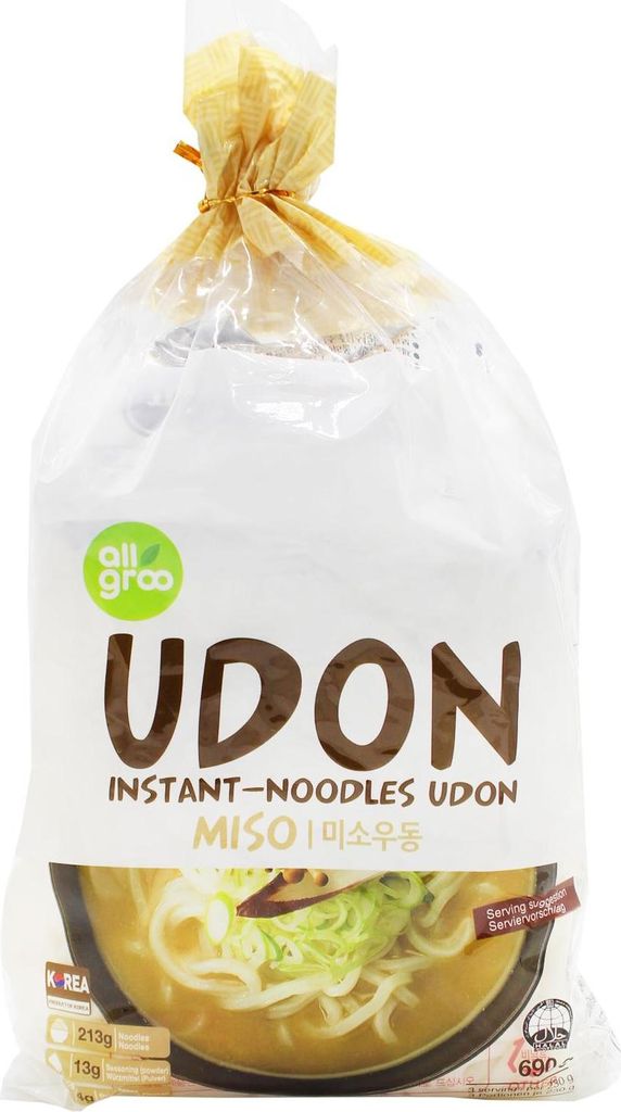Allgroo Udon Nudeln MISO Geschmack 690g Produktbild 