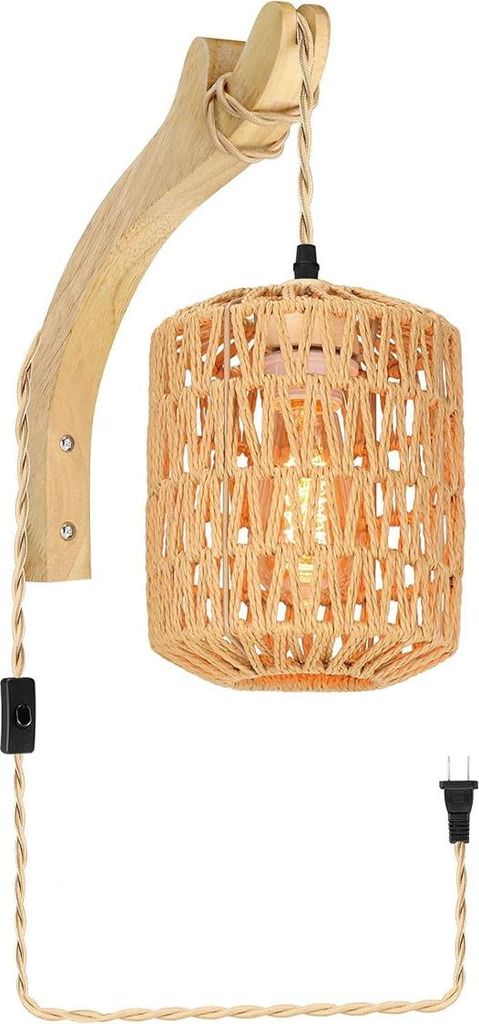 Handgefertigte Bambus Wandleuchte Retro - LED-kompatibel, Produktbild 