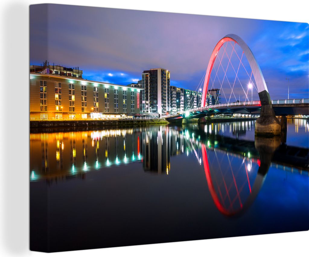 OneMillionCanvasses - Leinwandbilder - 140x90 cm, Brücke - Rot - Glasgow, Wandbilder Kunstdruck Wanddekoration - Foto auf Leinwand - Gemälde au...