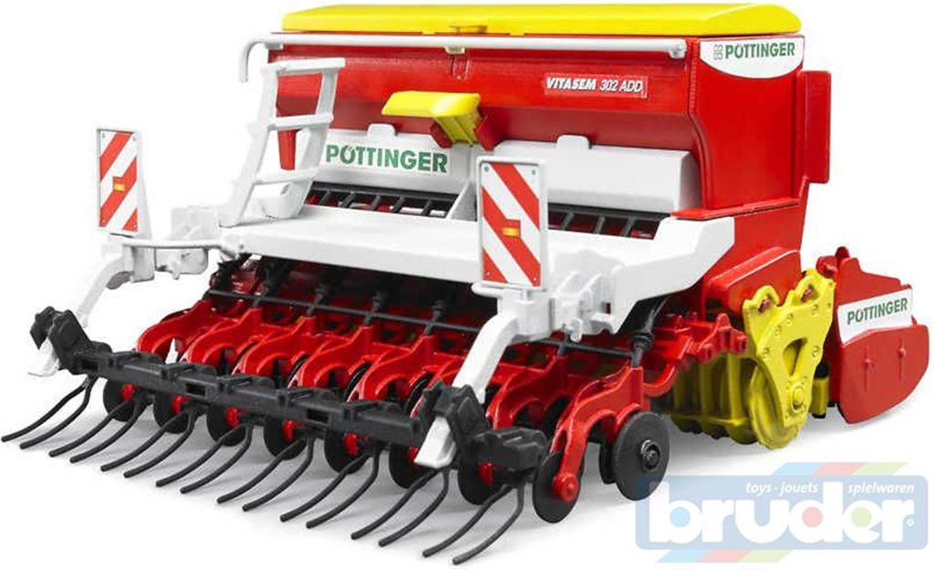 A toy model of a Pöttinger Vitasem 302ADD Kreiselegge agricultural machine.