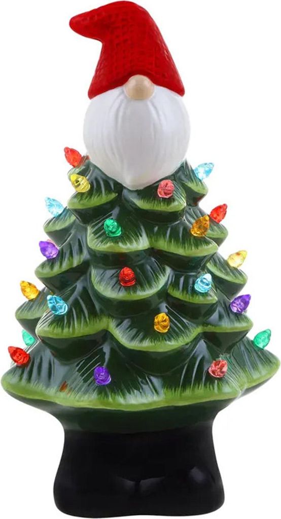 Beleuchteter Weihnachtsbaum für Gartenzwerge, kleiner, vorbeleuchteter Weihnachtsbaum aus Kunstharz mit mehrfarbigen Lichtern für Tischdekoration...